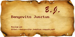 Benyovits Jusztus névjegykártya